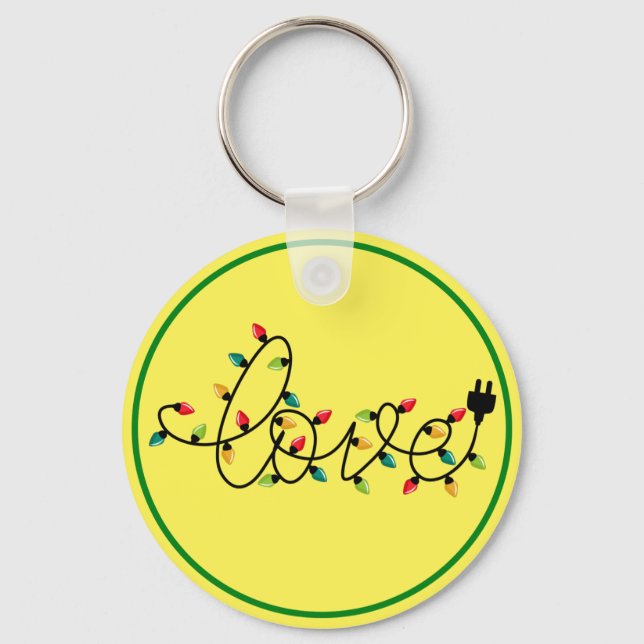 Christmas Colourful Lights Love Text-45872 Key Ring (Front)