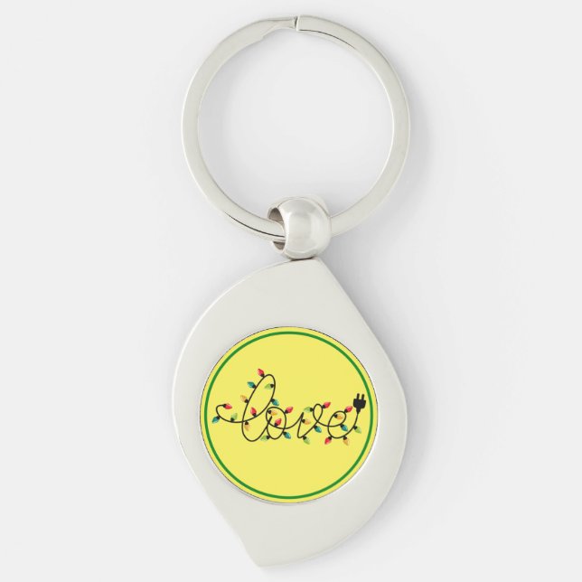 Christmas Colourful Lights Love Text-45872 Key Ring (Front)