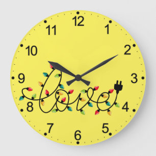 Christmas Colourful Lights Love Text-45872 Large Clock