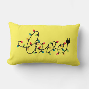 Christmas Colourful Lights Love Text-45872 Lumbar Cushion