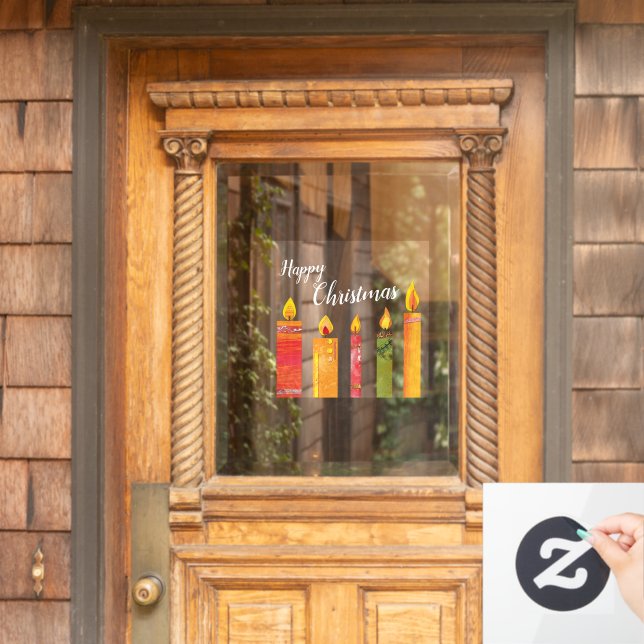 Christmas colourful painted paper cut out candles  (Home Door)