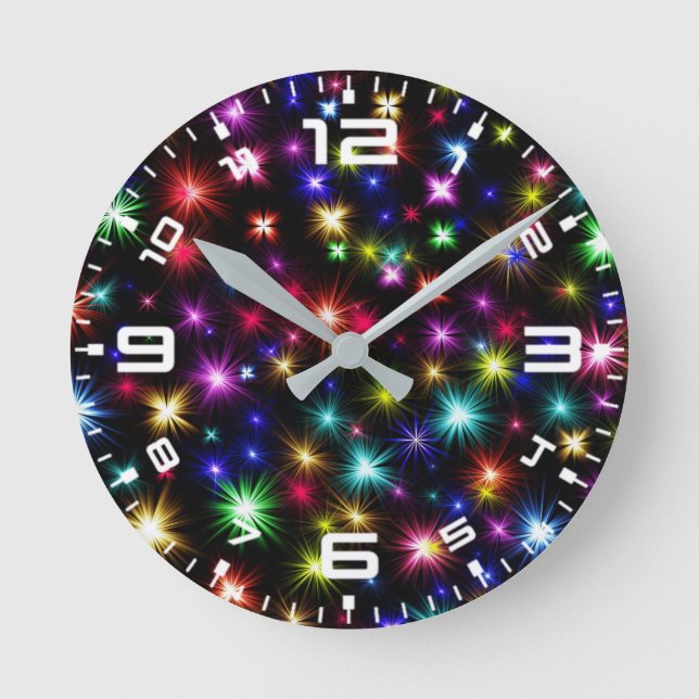 Christmas Colourful Stars-27317 Round Clock (Front)