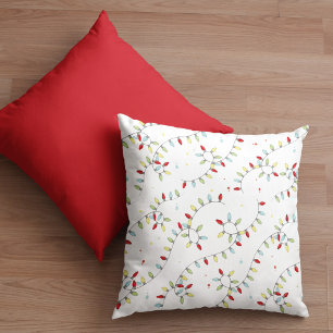 Christmas Colourful String Lights Pattern Cushion