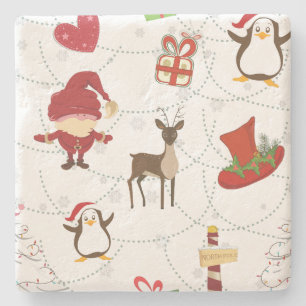 Christmas Colourful Symbols 2 Changeable Backgroun Stone Coaster