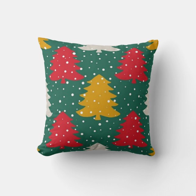 Christmas Colourful Trees Seamless Patterns  Cushion (Front)