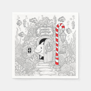Christmas Colouring Book with Shark Napkin