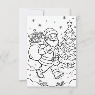 christmas colouring kids ages 3-8 thank you card