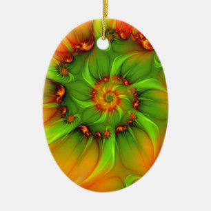 Christmas Colours Abstract Colourful Fractal Art Ceramic Ornament