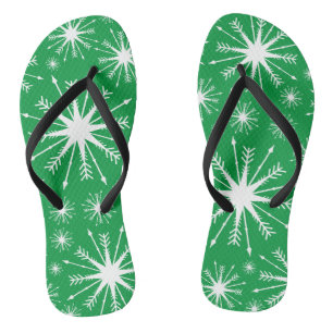 Christmas Colours And Snowflakes Thongs