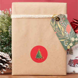 Christmas Colours, Decorated Christmas Tree, Classic Round Sticker