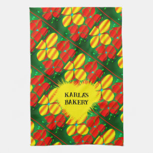 Christmas Colours Neon Style Flowers Tea Towel
