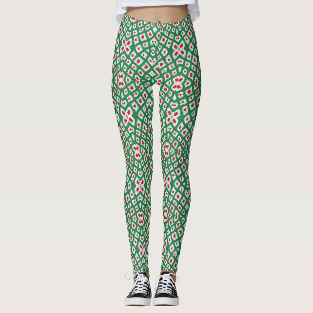 Christmas Colours Pattern Leggings (Front)
