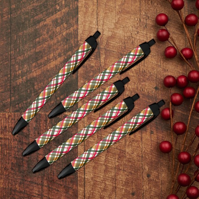Christmas Colours Plaid  Black Ink Pen (Christmas colors plaid design. Bringing traditional Christmas atmosphere into your celebration.
)
