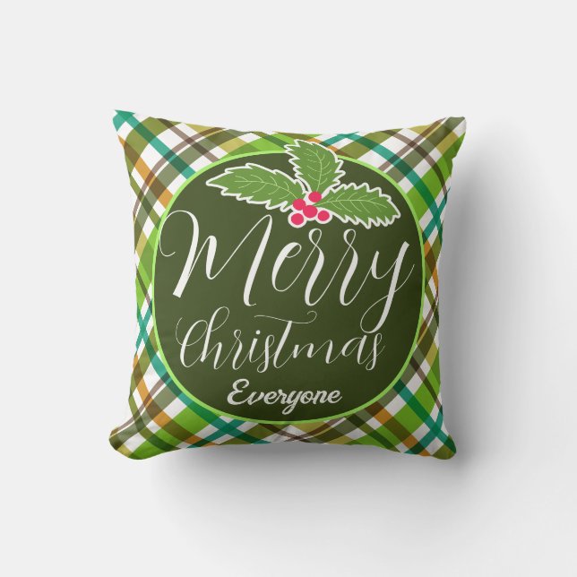 Christmas Colours Plaid  Cushion (Front)