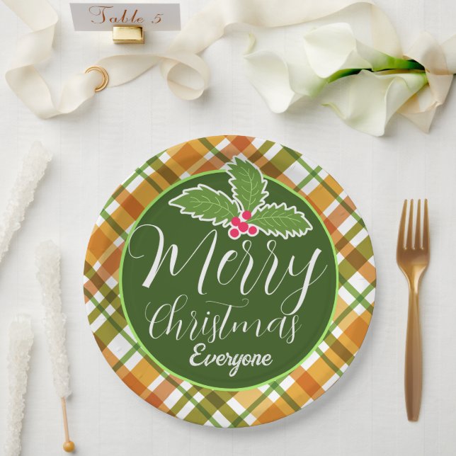 Christmas Colours Plaid  Paper Plate (Wedding)