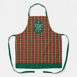 Christmas Colours Plaid Red Green Gold Apron