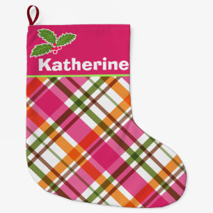 Christmas Colours Plaid Stocking