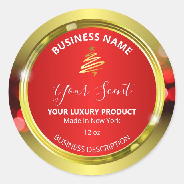 Christmas Colours Red And Gold Product Labels (Front)