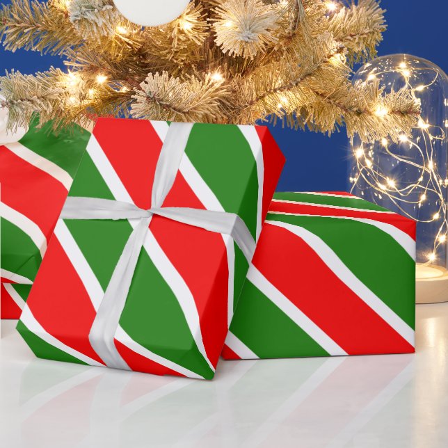 Christmas Colours Red White Green Trending Templat Wrapping Paper (Holidays)