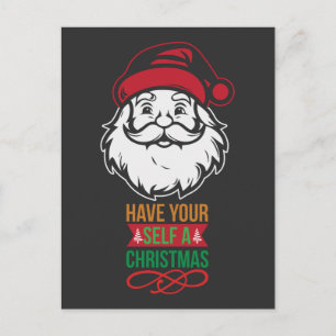 Christmas Coming Santa Face Holiday Postcard
