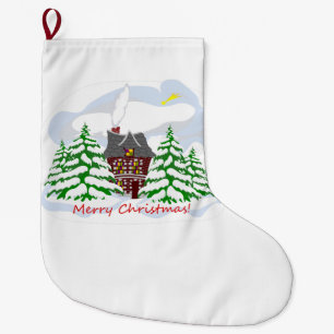 Christmas coming to family house large christmas stocking