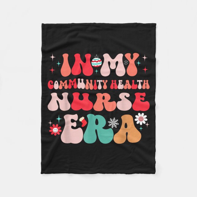 Christmas Community Health Nurse Present For Funny Fleece Blanket (Front)