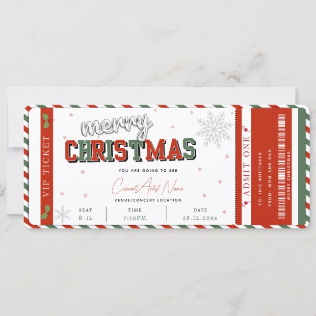 Christmas Concert Gift Ticket Card (Front)