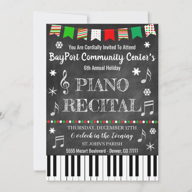 Christmas Concert Piano Recital Invitation (Front)