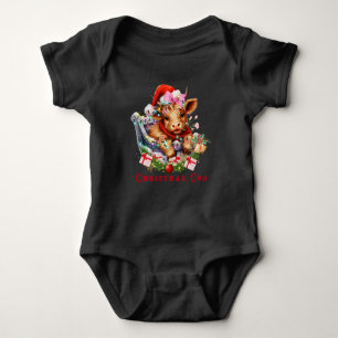 Christmas Coo 🎄 Scottish Highland Cow Celtic  Baby Bodysuit