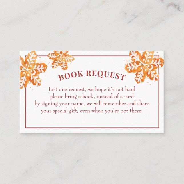 Christmas Cookie Baby Shower Book Request Business Card (Front)