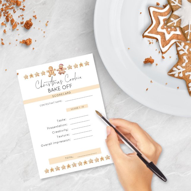 Christmas Cookie Bake Off Party Scorecard Card (Creator Uploaded)