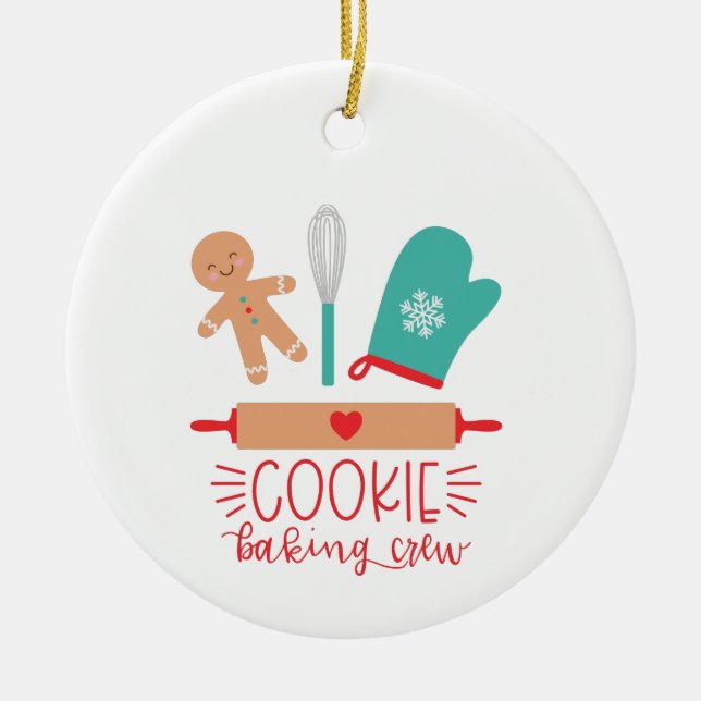 Christmas Cookie Baking Crew Ceramic Ornament (Front)