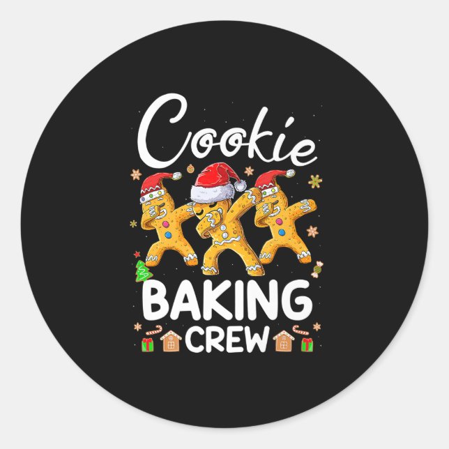 Christmas Cookie Baking Crew Funny Pyjamas Family Classic Round Sticker (Front)