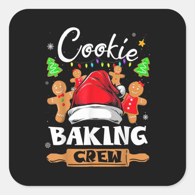 Christmas Cookie Baking Crew Funny Pyjamas Family Square Sticker (Front)
