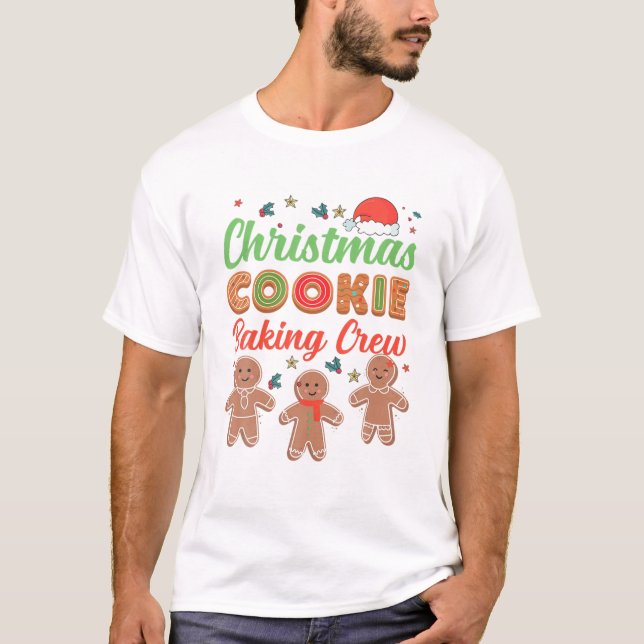 Christmas Cookie Baking Crew Gingerbread Team Sant T-Shirt (Front)