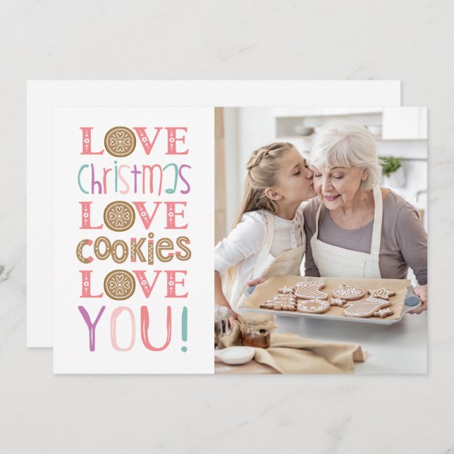 Christmas Cookie Baking Family Photo Holiday Card (Front/Back)