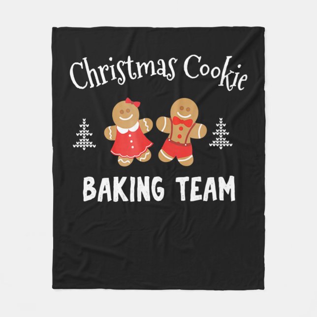 Christmas cookie baking team | gingerbread man fleece blanket (Front)