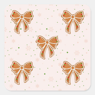 Christmas Cookie Bows Square Sticker
