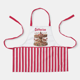 Christmas cookie carousel add name kids unisex apron