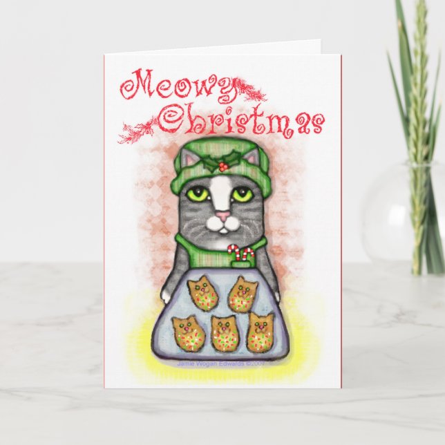 Christmas Cookie Cat Holiday Card (Front)