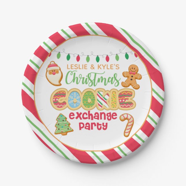 Christmas Cookie Christmas Exchange Party Paper Plate (Front)