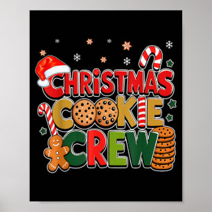 Christmas Cookie Crew Eating Gingerbread Family Te Poster