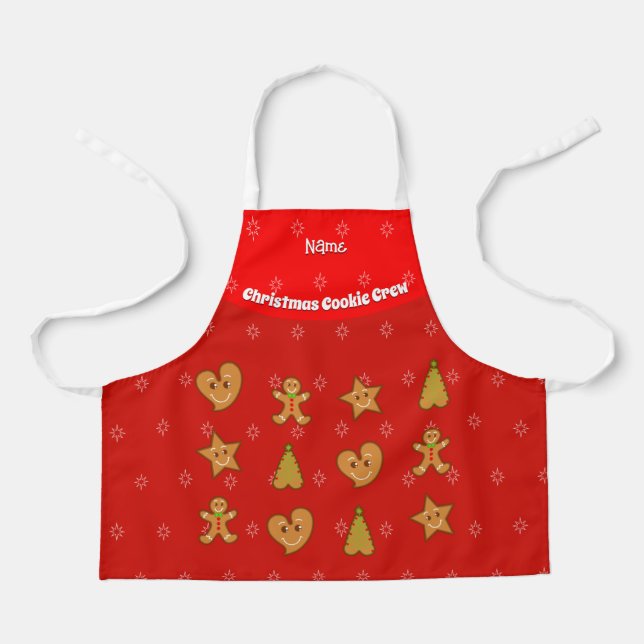 Christmas Cookie Crew-Gingerbread Pals-Red S Apron (Front)