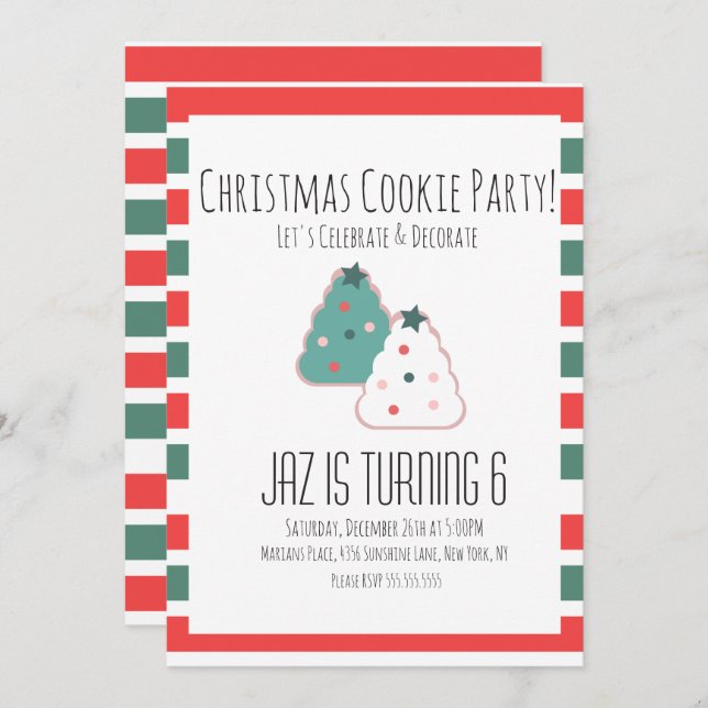 Christmas Cookie Decorating Baking Birthday Party Invitation (Front/Back)