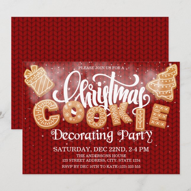 Christmas Cookie Decorating Party Elegant Invitation (Front/Back)