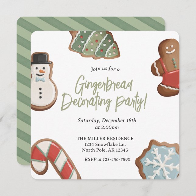Christmas Cookie Decorating Party Invitation (Front/Back)