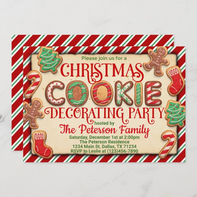 Christmas Cookie Decorating Party Invitation (Front/Back)