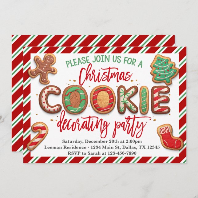 Christmas Cookie Decorating Party Invitation (Front/Back)