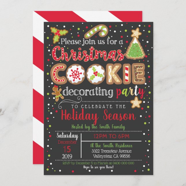 Christmas Cookie Decorating Party Invitation (Front/Back)