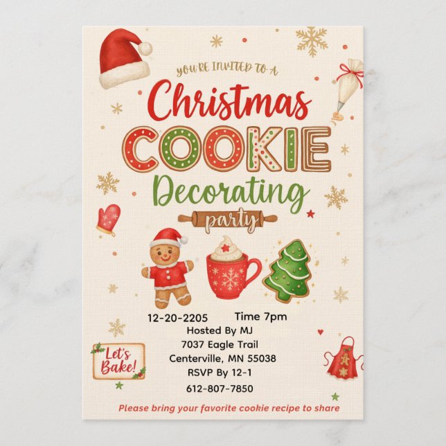 Christmas Cookie Decorating Party Invitation | Kid (Front)